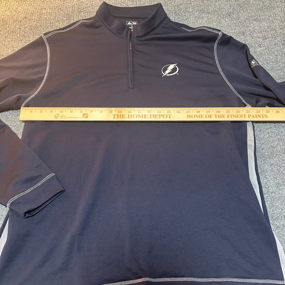 Tampa Bay Lighting Mens Pullover Quarter Zip Adidas Blue XL Top Longsleeve - Picture 6 of 6